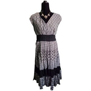 Jane Ashley Black and White Cotton Bohemian Style Dress Women's Size 1X